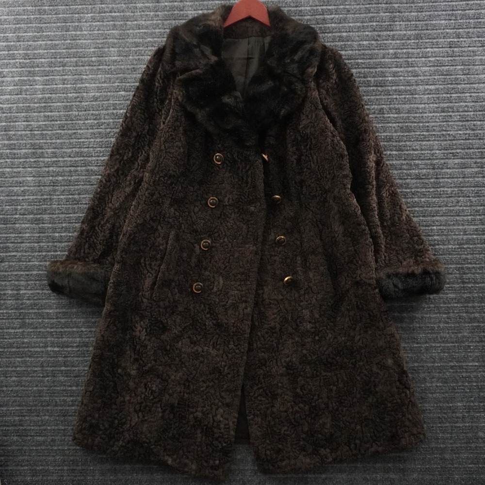 Vintage Borre Styled by Fairmoor Lamb Shearling Fur Coat M Brown Double Breasted
